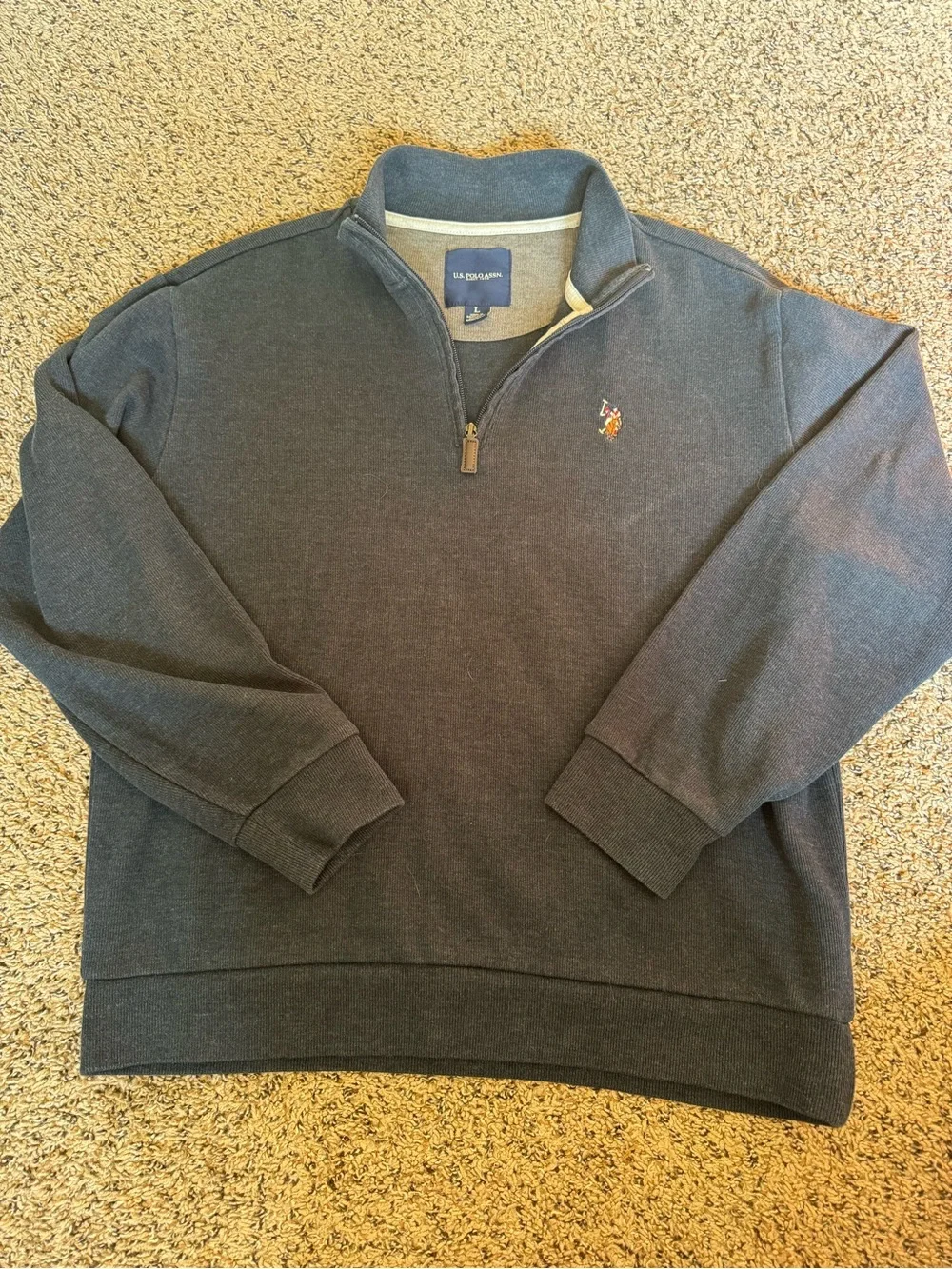 U.S. Polo Assn. Men's Navy Quarter-Zip Sweater with Logo